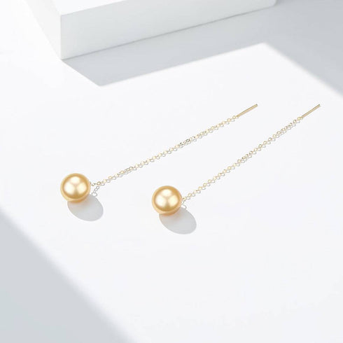 South Sea Golden Pearl Drop Ear Threaders - House Of Pearls